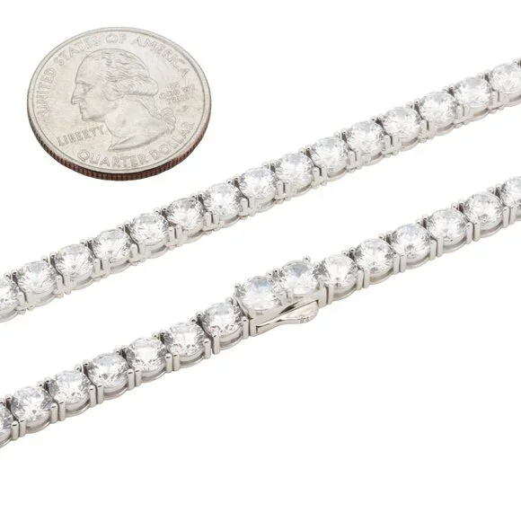 925 Sterling Silver 5mm Tennis Chain Necklace Bracelet 7.5-24